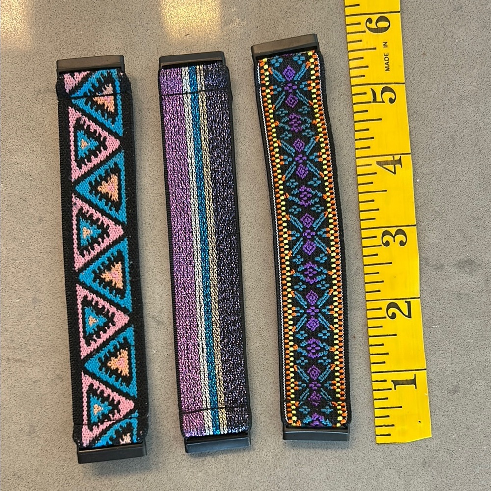 Fitbit Black and Purple Watch Bands with Geometric Patterns - Versa 3 and Sense